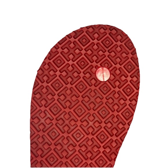 Tory Burch Women's Red Nantucket Daisy Floral Flip Flops Size 8 - Picture 8 of 11